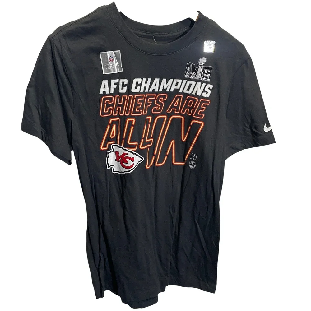 Nike Kansas City Chiefs AFC Champions Super Bowl‎ LVIII T-Shirt Mens Small Black